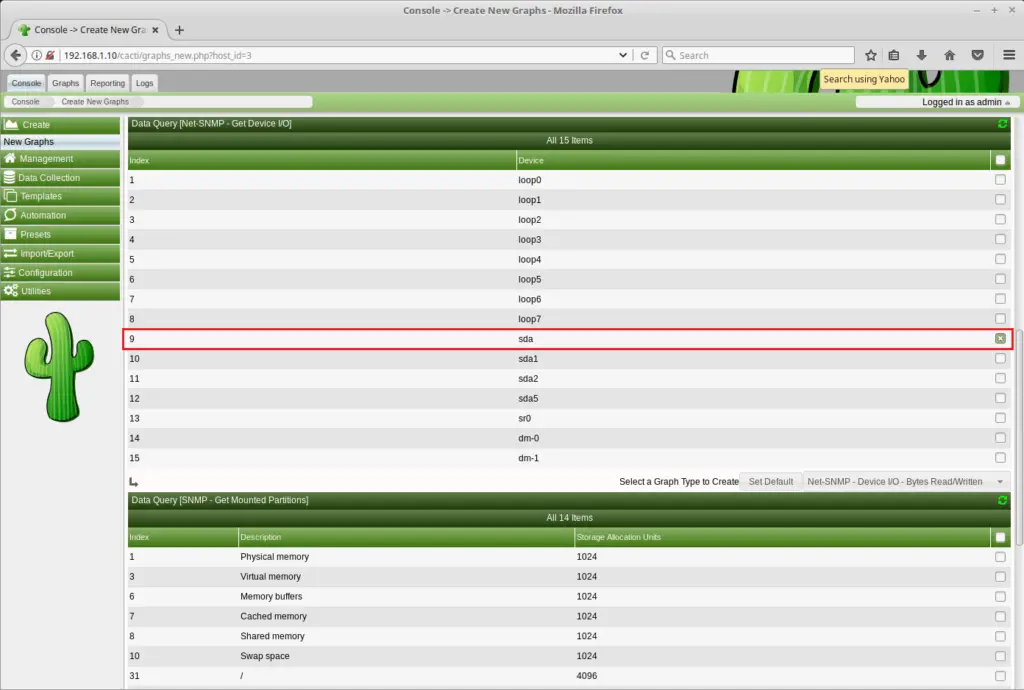 Monitor Remote Linux Servers with Cacti - Choose Graph Templates 2