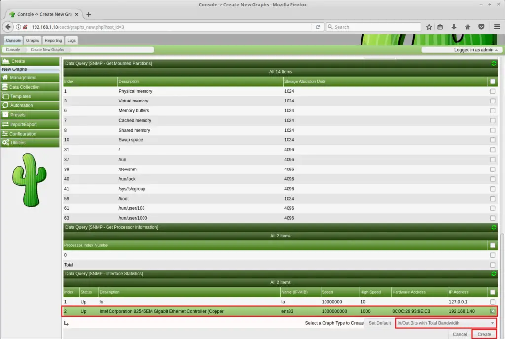 Monitor Remote Linux Servers with Cacti - Choose Graph Templates 3