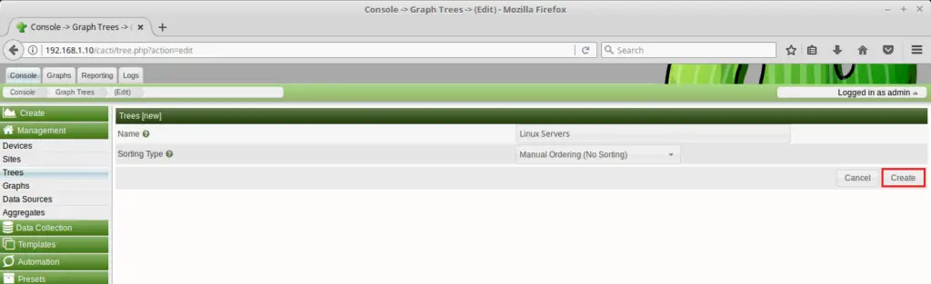 Monitor Remote Linux Servers with Cacti - Create Graph Tree