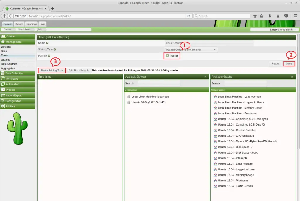 Monitor Remote Linux Servers with Cacti - Publish Graph Tree