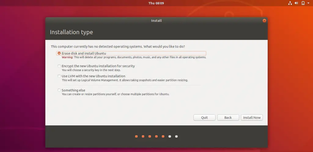Install Ubuntu 18.04 LTS (Bionic Beaver) - Erase and Install Ubuntu
