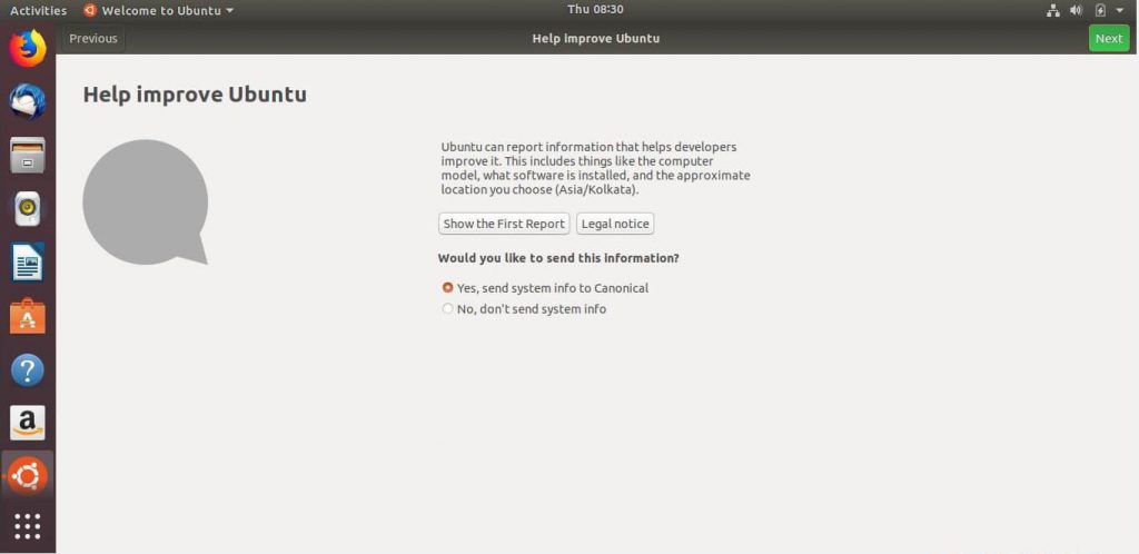 How to Install Ubuntu 18.04 LTS (Bionic Beaver) - Send System Information