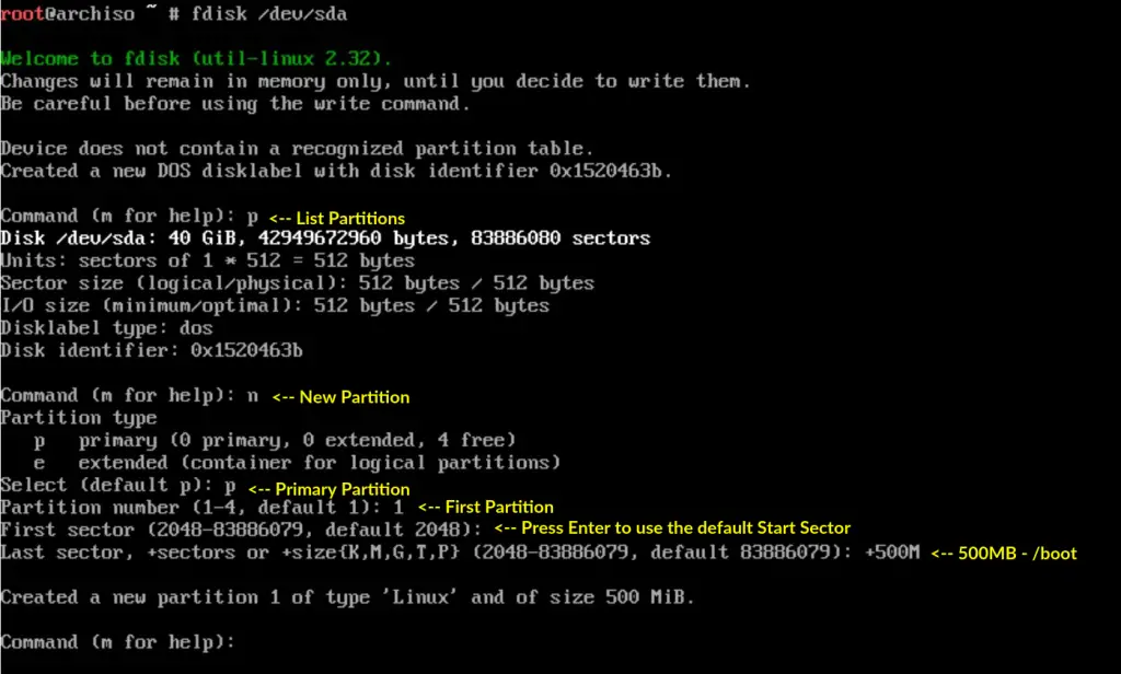 setting bios boot partition arch virtualbox