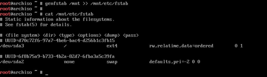Install Arch Linux 2018 - Generate fstab Entries
