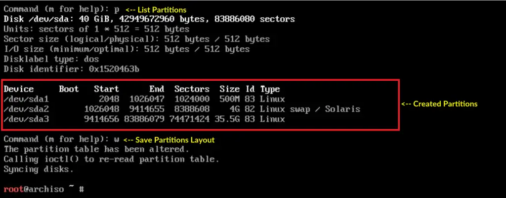 Install Arch Linux 2018 - Save Partition Layout