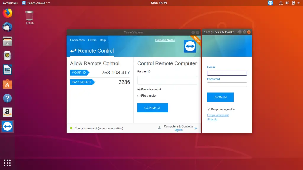 Install TeamViewer on Ubuntu 18.04 - TeamViewer Running on Ubuntu 18.04