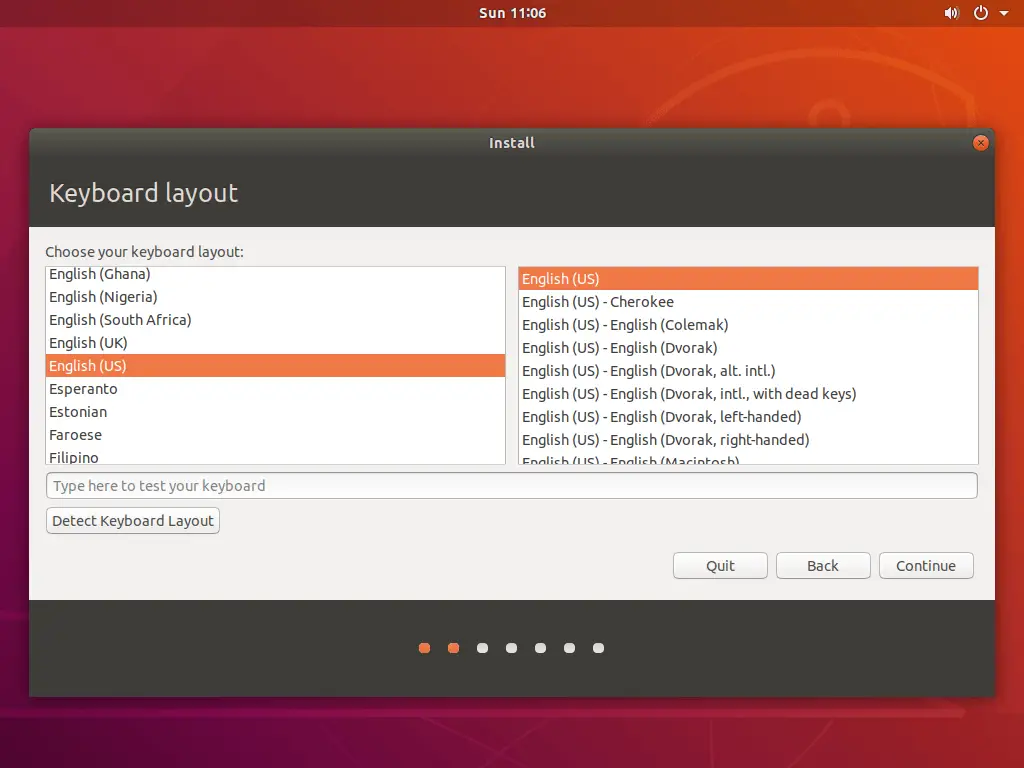 Install Ubuntu 18.04 Alongside With Windows 10 - Keyboard Layout