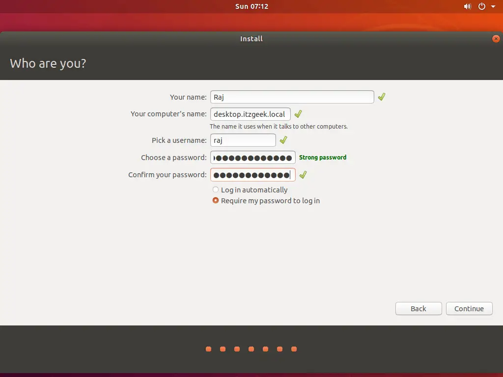 Install Ubuntu 18.04 Alongside With Windows 10 - User Creation