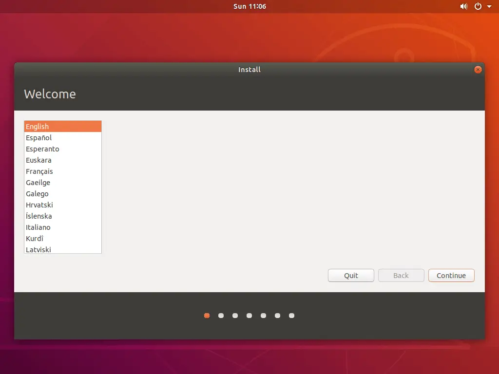 Install Ubuntu 18.04 Alongside With Windows 10 - Welcome Screen - UEFI System