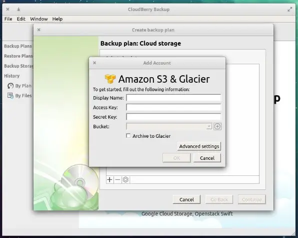 Backup your Linux files to an Amazon S3 using CloudBerry - Adding Cloud Storage