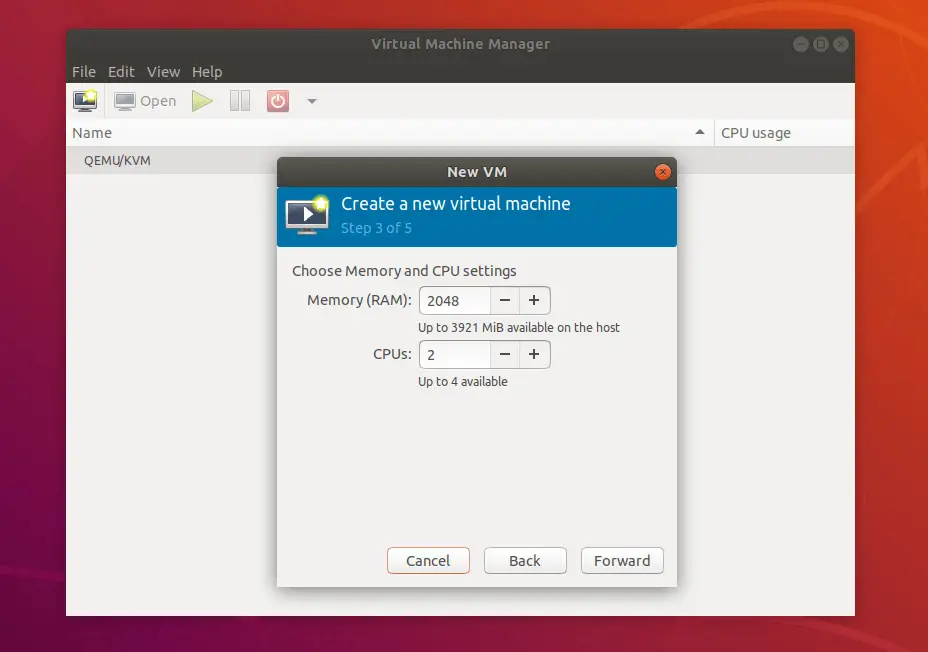Install And Set Up KVM On Ubuntu 18.04 - New VM - CPU & Memory Information