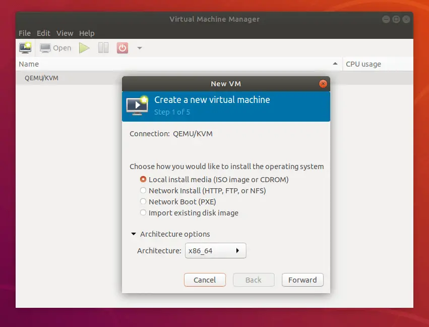 Install And Set Up KVM On Ubuntu 18.04 - New VM - Installation Method