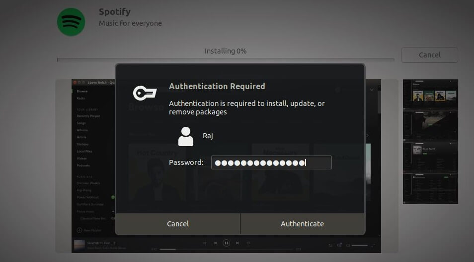 Install Spotify on Ubuntu 18.04 - Authentication