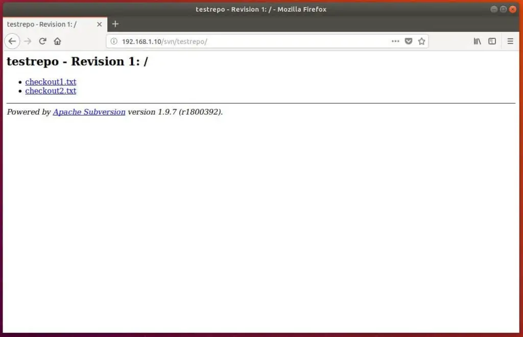 Install Apache SVN on Ubuntu 18.04 - Apache SVN Revision 1
