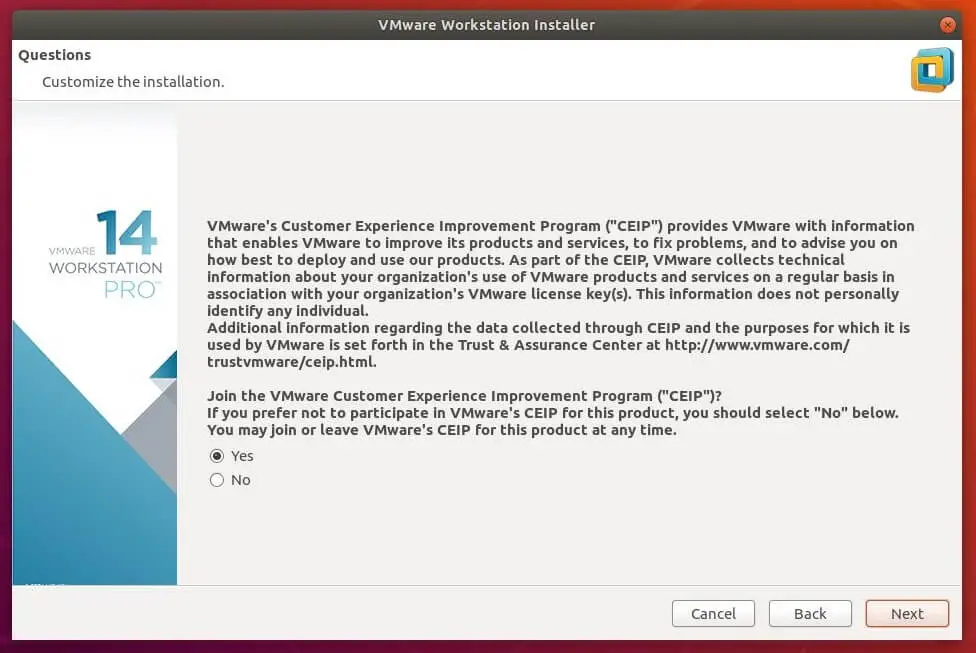 Install VMware Workstation 14 on Ubuntu 18.04 - CEIP