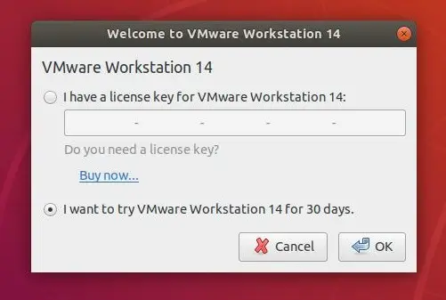 Install VMware Workstation Pro 14 on Ubuntu 18.04 - Enter License Key or Try VMware Workstation Pro