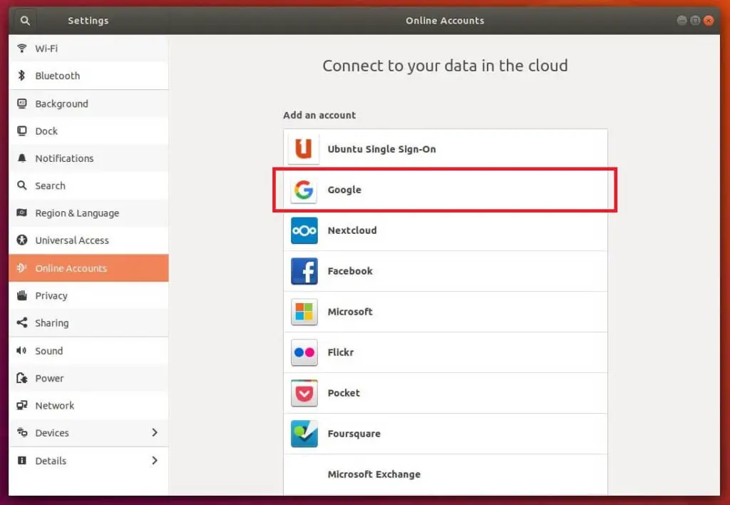 Integrate Google Drive on Ubuntu 18.04 - Gnome Online Accounts