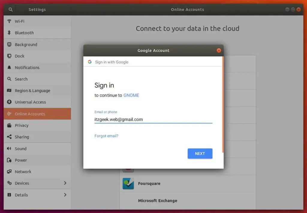 Integrate Google Drive on Ubuntu 18.04 - Login Account