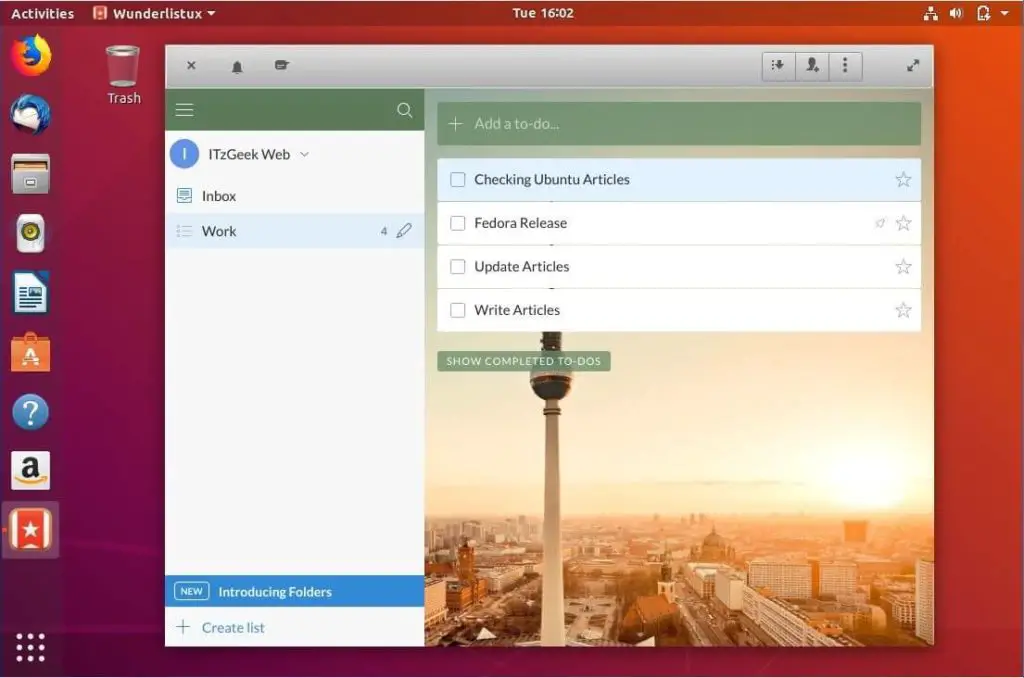 Wunderlistux for Ubuntu 18.04