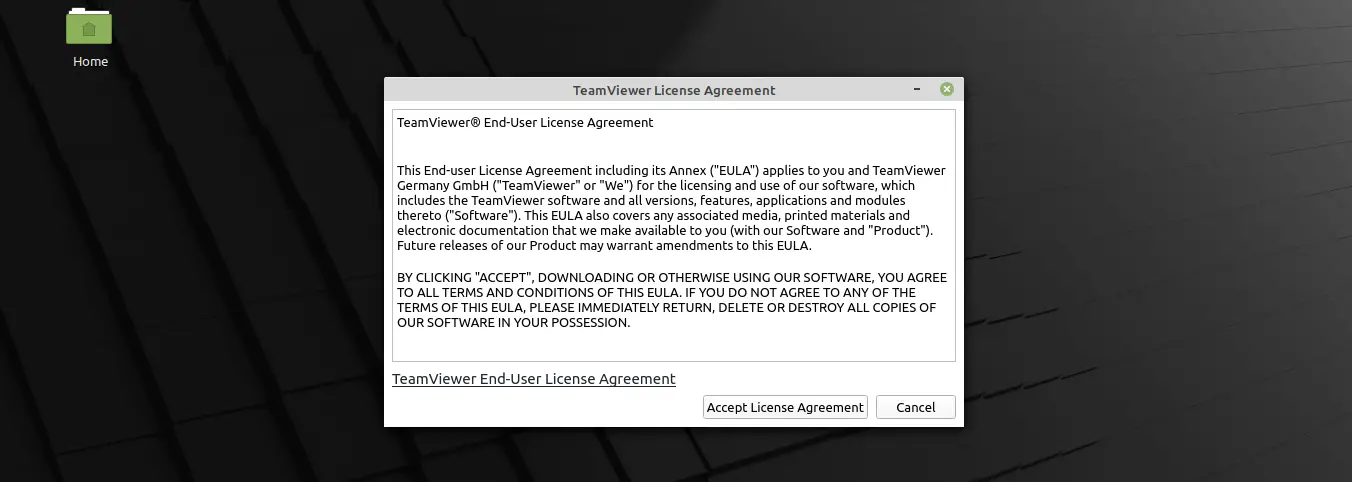 Accept TeamViewer License Agreement