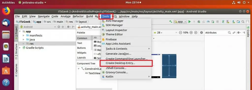Install Android Studio on Ubuntu 18.04 - Create Android Launcher Icon in Ubuntu 18.04
