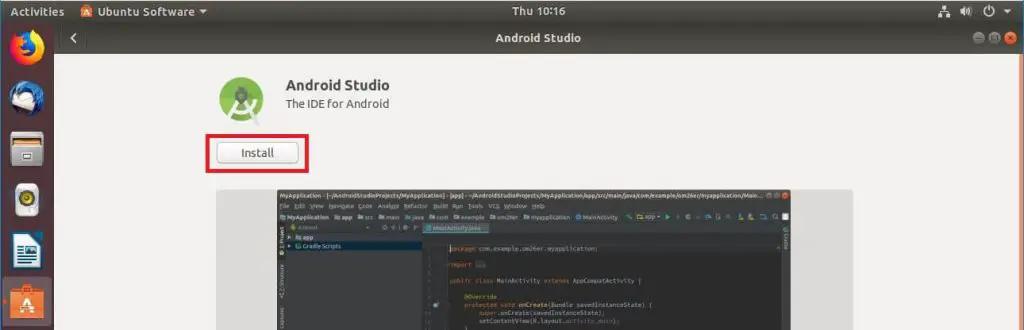 Install Android Studio on Ubuntu using Ubuntu Software center - Install Android Studio on Ubuntu 18.04