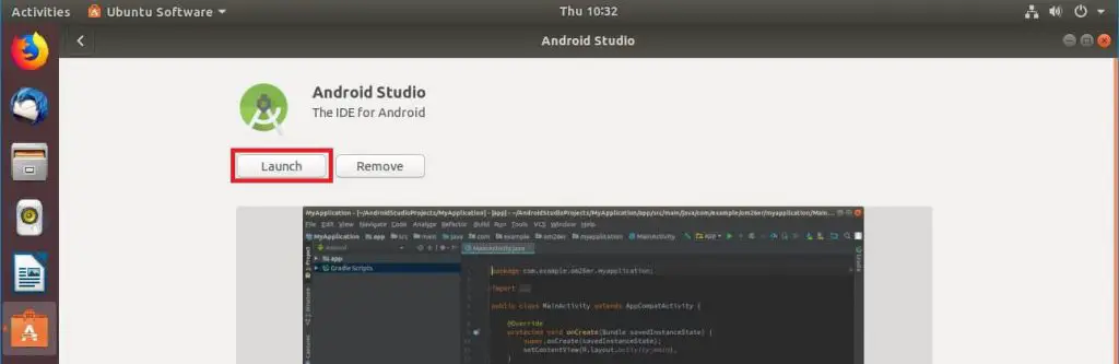 Install Android Studio on Ubuntu using Ubuntu Software center - Launch Android Studio On Ubuntu 18.04