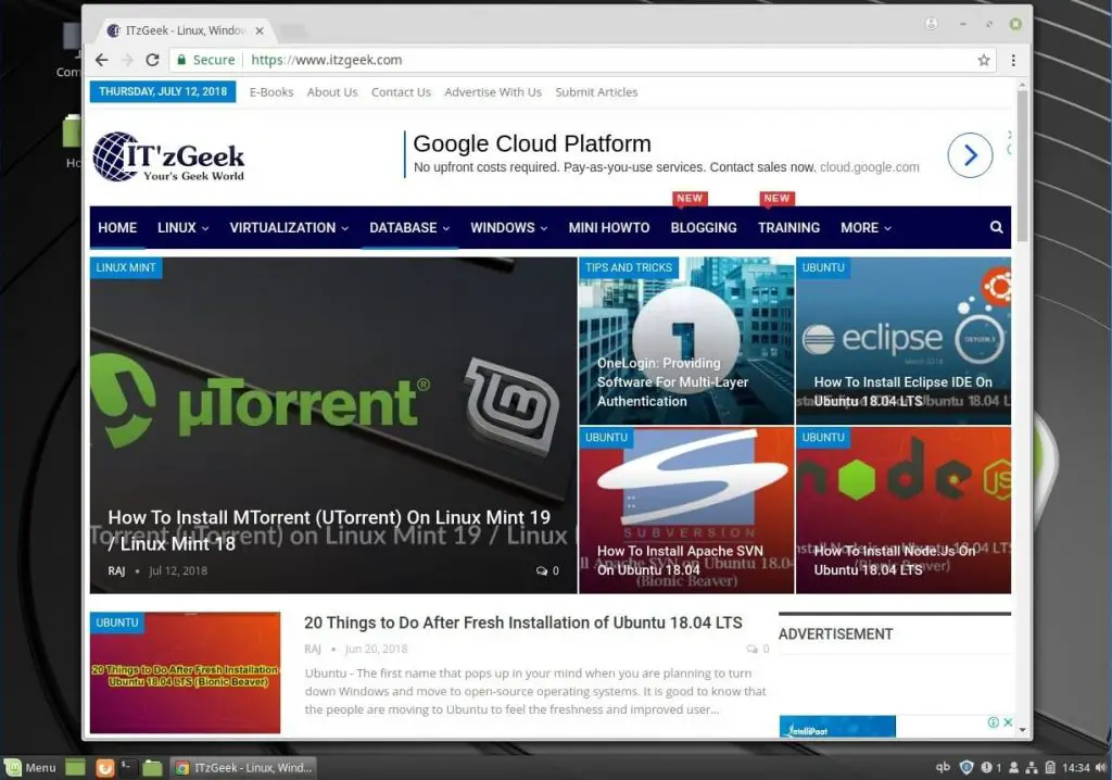 Install Google Chrome on Linux Mint 19 - Google Chrome Running on Linux Mint 19