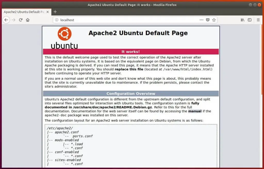 Install LAMP stack on Ubuntu 18.04 - Apache Test Page