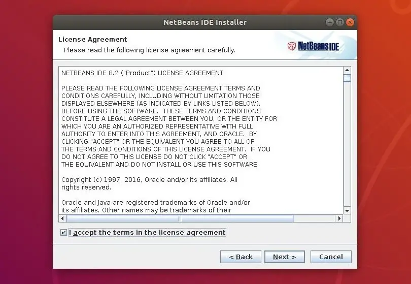 Install NetBeans IDE on Ubuntu 18.04 - Accept License Agreement