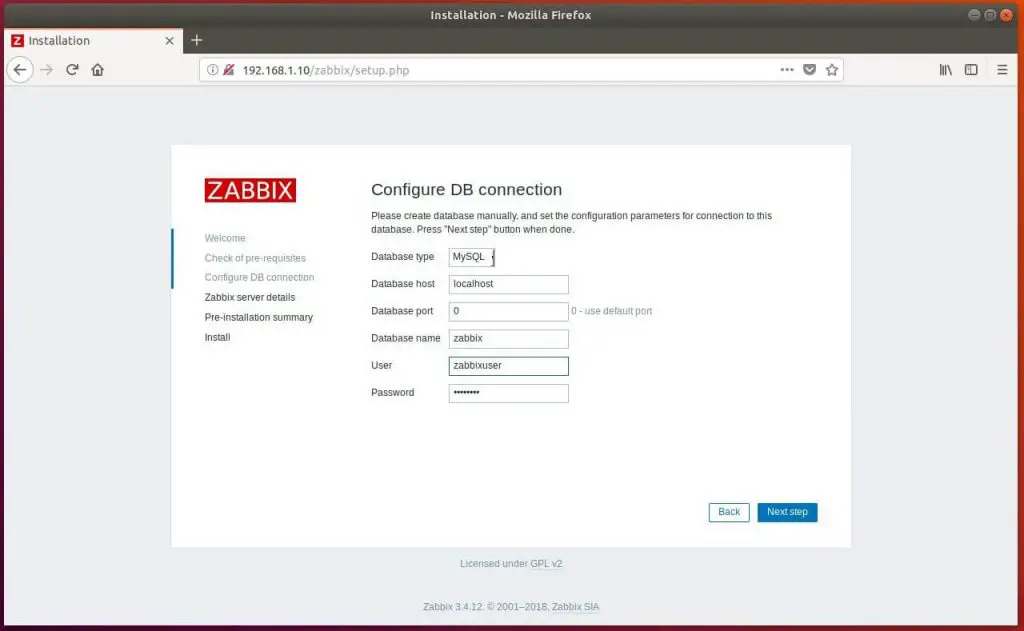 Install Zabbix Server 3.4 on Ubuntu 18.04 - Database Configuration