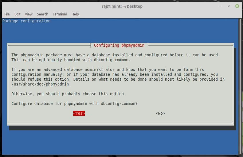 Install phpMyAdmin on Linux Mint 19 - Configure DB for phpMyAdmin
