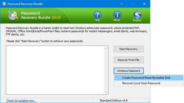 Create Password Reset boot disk