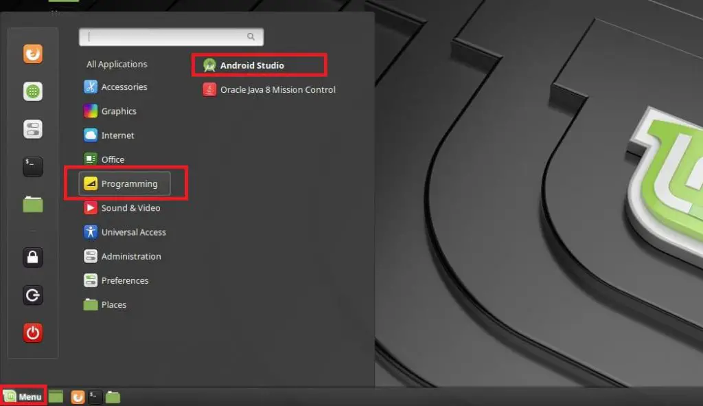 Install Android Studio on Linux Mint 19 - Start Android Studio