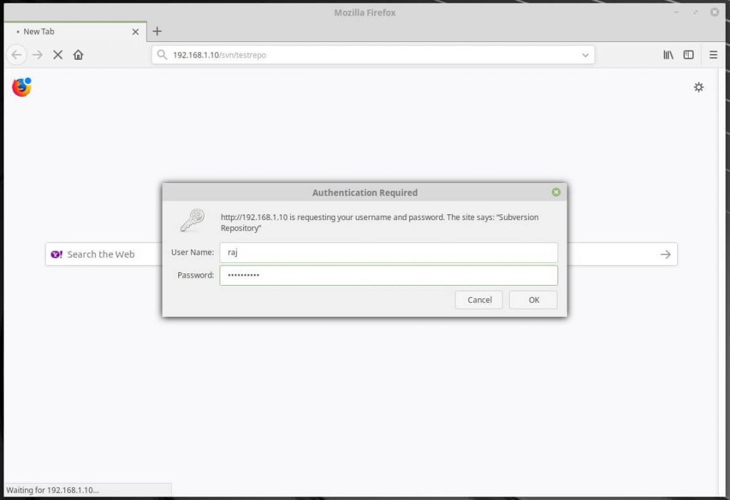 Install Apache SVN on Linux Mint 19 - Apacahe SVN Authentication