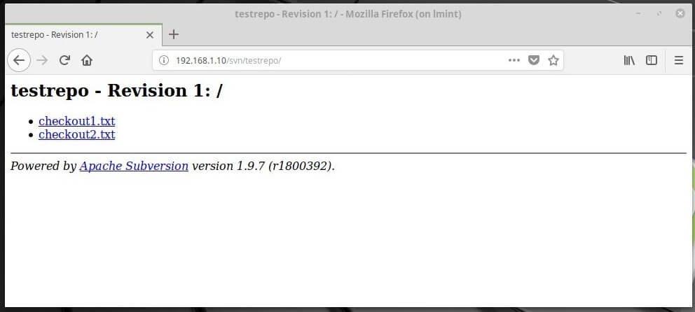 Install Apache SVN on Linux Mint 19 - Apache SVN Revision 1