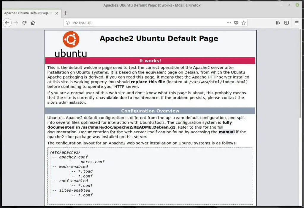 Install Apache SVN on Linux Mint 19 - Apache Test Page