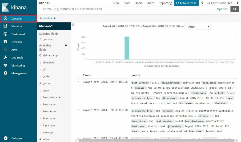 Install Elasticsearch, Logstash, and Kibana (ELK Stack) on Ubuntu 18.04 - Client Logs