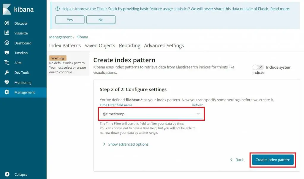 Install Elasticsearch, Logstash, and Kibana (ELK Stack) on Ubuntu 18.04 - Timestamp