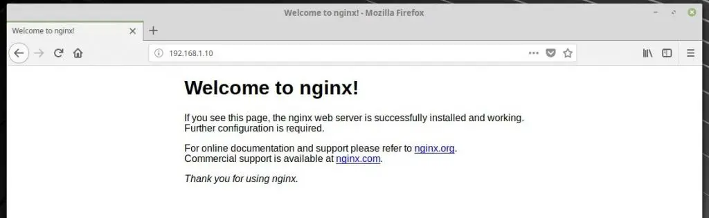 Install Linux, Nginx, MariaDB, PHP (LEMP Stack) on Linux Mint 19 - Nginx's Default Page