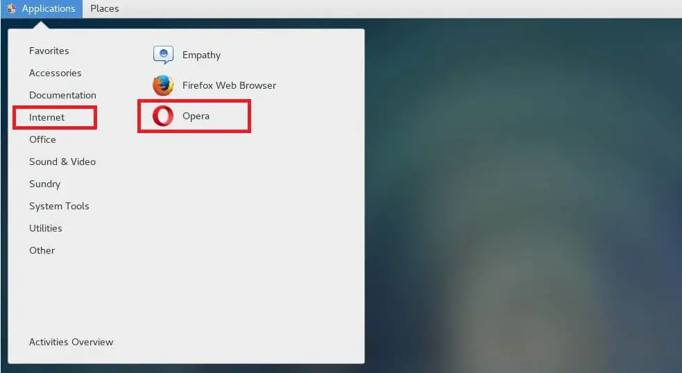 Start Opera Browser on CentOS 7