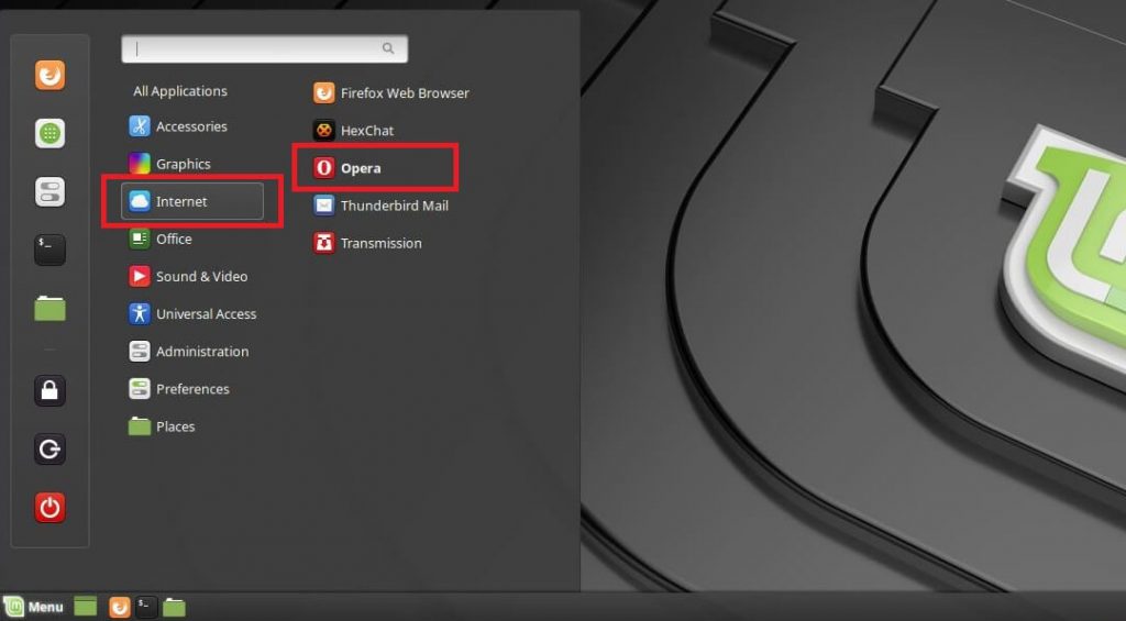 Install Opera Browser on Linux Mint 19 - Start Opera Browser on Linux Mint