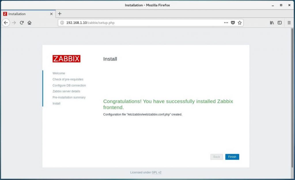 Install Zabbix Server 3.4 on CentOS 7 - Zabbix Installation Complete