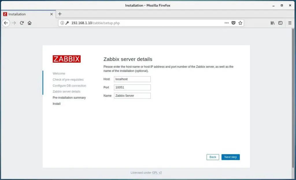 Install Zabbix Server 3.4 on CentOS 7 - Zabbix Server Details