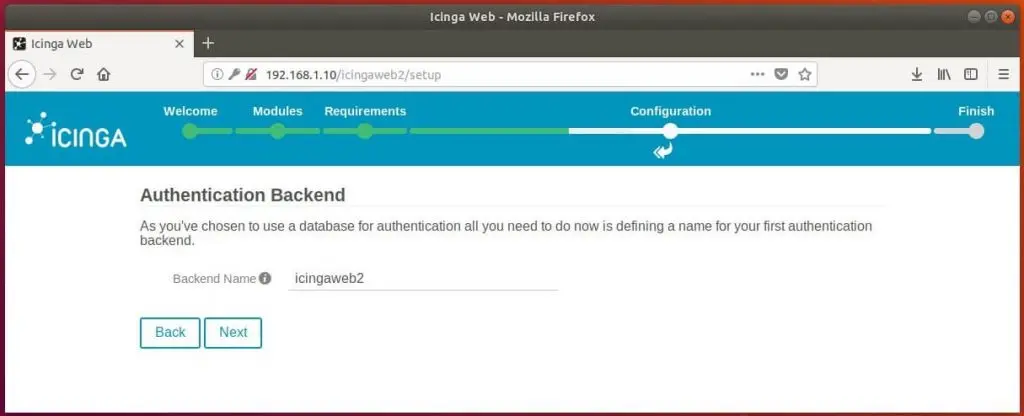 Setup Icinga Web 2 on Ubuntu 18.04 - Authentication Backend