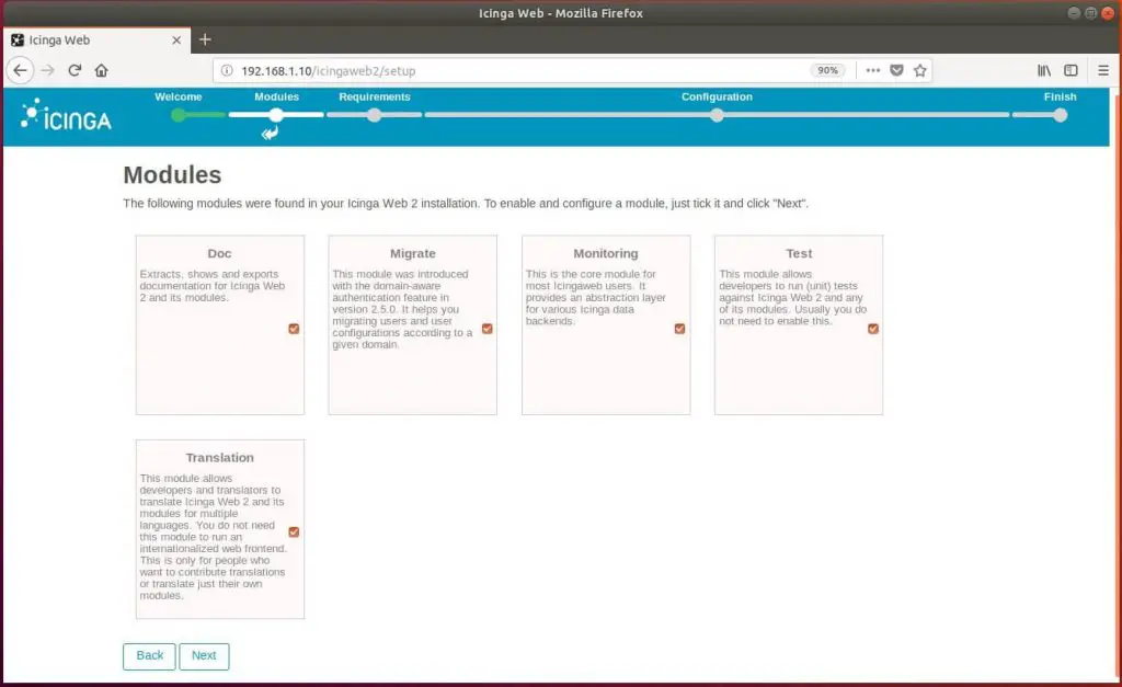 Setup Icinga Web 2 on Ubuntu 18.04 - Enable and Configure Icinga 2 Modules