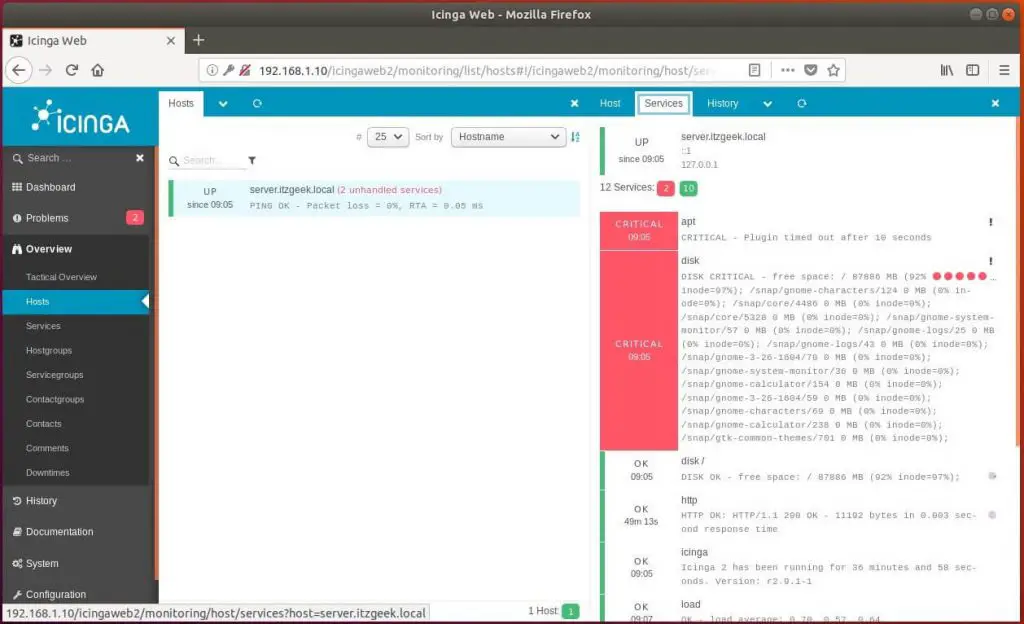 Setup Icinga Web 2 on Ubuntu 18.04 - Hosts