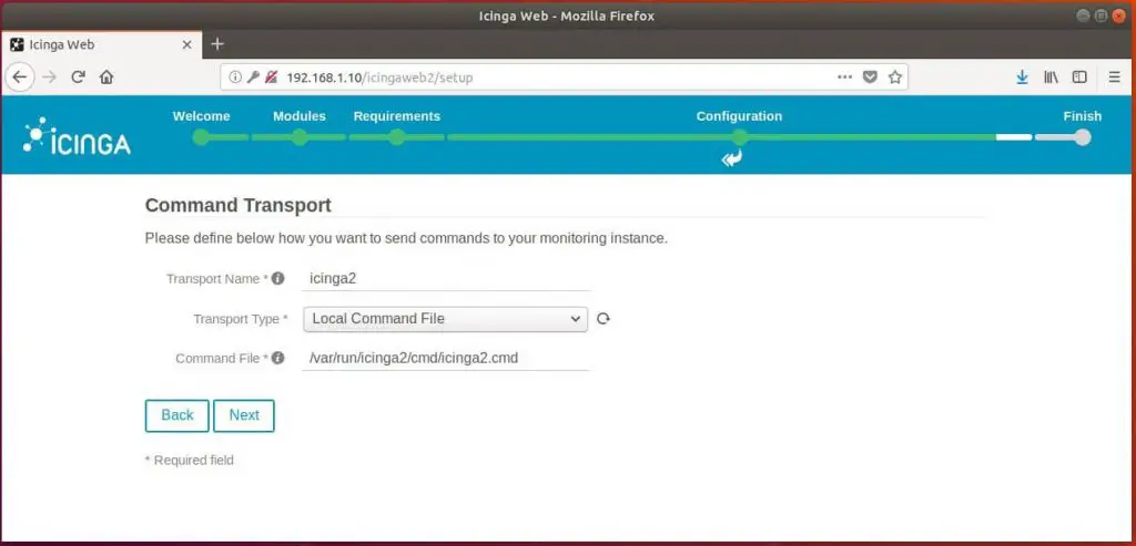 Setup Icinga Web 2 on Ubuntu 18.04 - Icinga Command File Transport