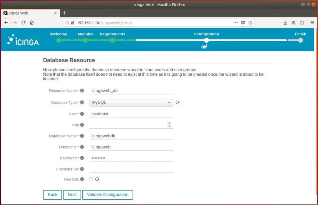 Setup Icinga Web 2 on Ubuntu 18.04 - Icinga Web 2 Auth Database