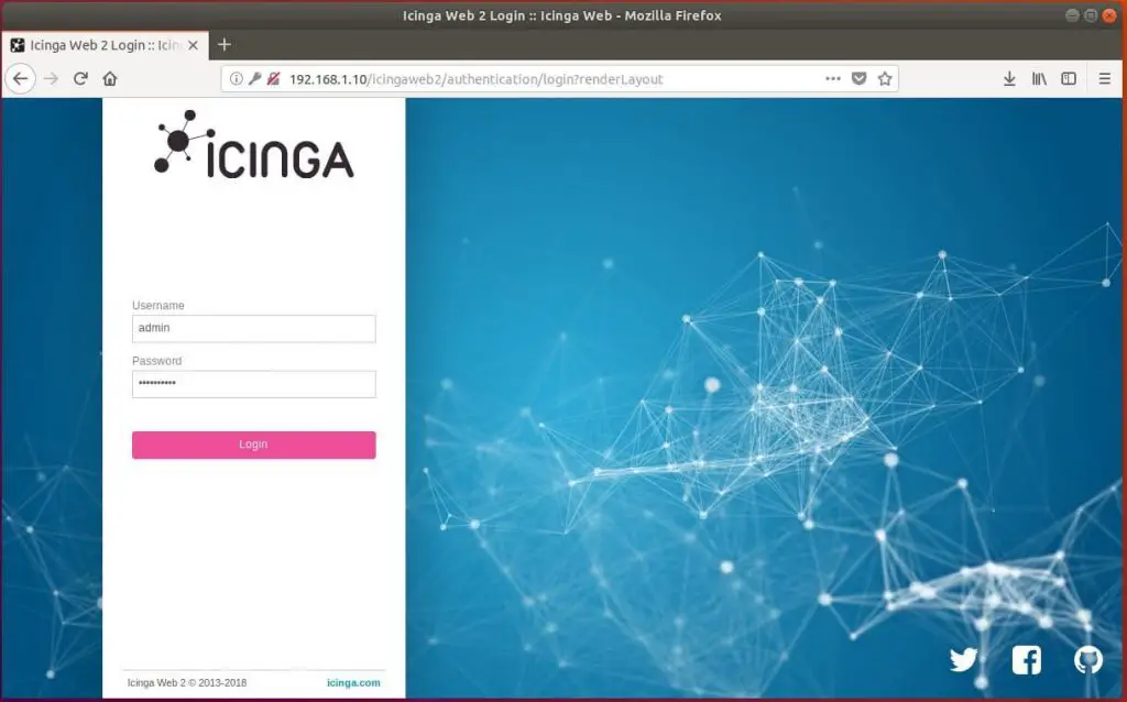 Setup Icinga Web 2 on Ubuntu 18.04 - Icinga Web 2 Login Screen